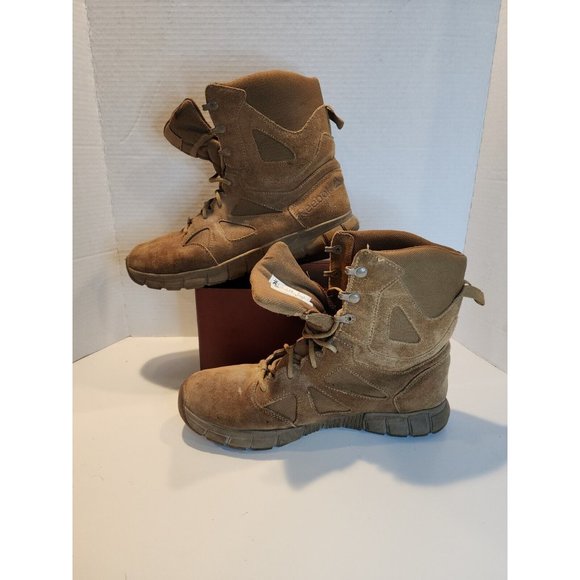 Reebok Mens 8" Tactical Boot Sublite Cushion RB8808 Khaki Leather Lace Up  12W - Picture 2 of 9